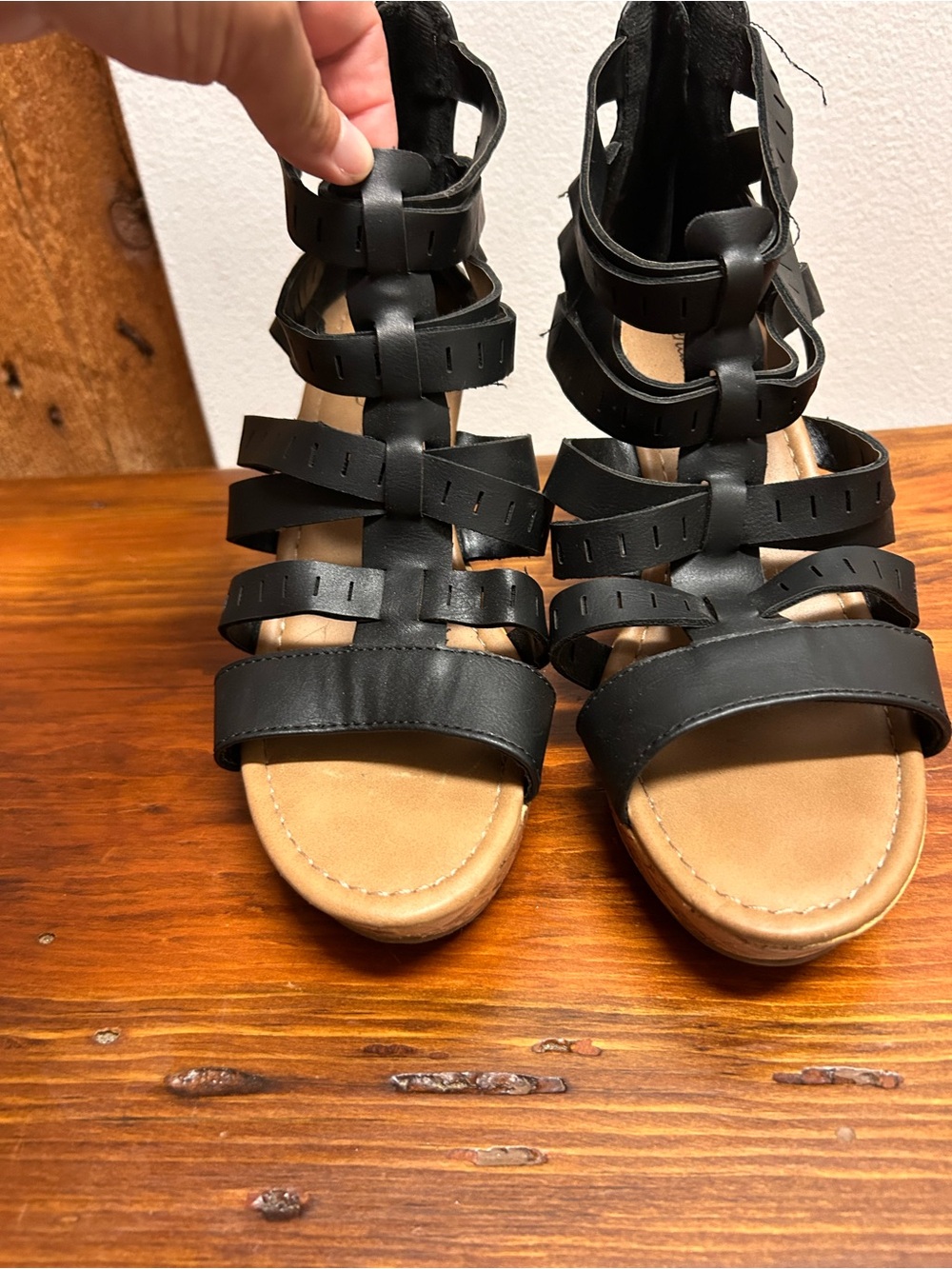 American Eagle Outfitters Black Strappy Wedge Sandals